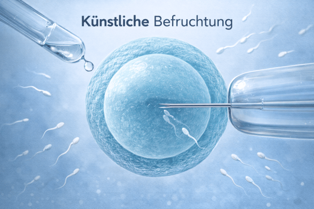 IVF Behandlung künstliche Befruchtung mit Eizelle, Spermien und Mikroinjektion im Labor