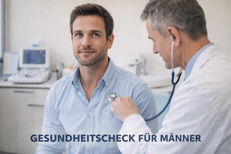Gesundheitscheck für Männer beim Arzt mit Stethoskop während einer Untersuchung