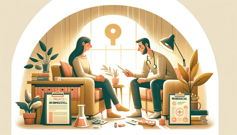 Illustration zum Prozess der privaten Samenspende gesucht mit Gespräch zwischen Spender und Paar