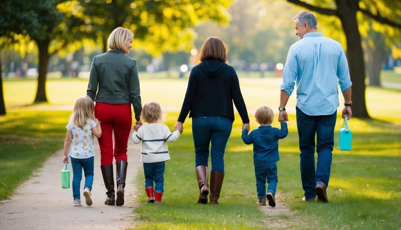 Mutter und Vater halten gemeinsam die Hand ihres Kindes — Was ist Co-Parenting